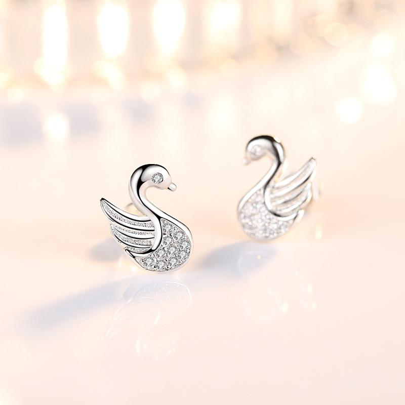 Womens Korean Fashion Anti-allergy 925 Silver Plated Simple Little Ear Stud Earrings Female Small Ear Jewelry Gifts