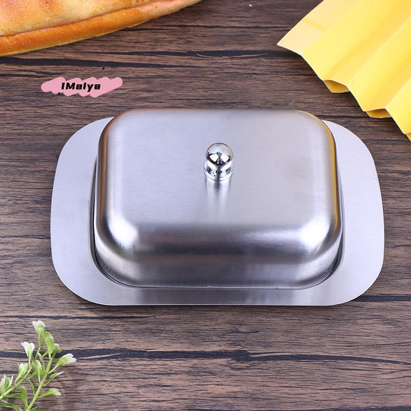 Retro French Stainless Steel Butter Dish with Lid - Kitchen Storage Box Butter Tray Dessert Tray Tableware for Home