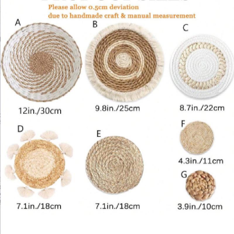 Bohemian Woven Wall Basket Set - Handwoven Hanging Decor for Living Room or Entrance