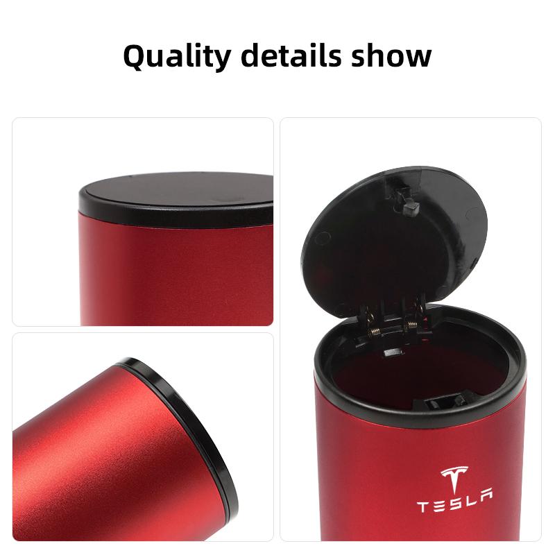 Car Trash Bin Alloy Garbage Can Car Organizer Storage Accessories Key For Tesla Y S Cybertruck X Bonina Model 3 Highland SpaceX