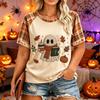 Women's Plus Size Casual Short Sleeve Neck T-Shirt with Halloween Print