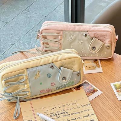 Large Capacity Pen Bag Zipper Stationery Organizer INS Pencil Case  Students