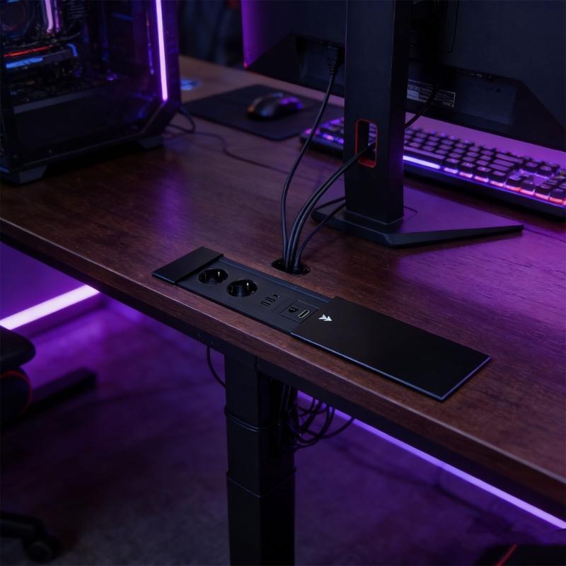 Slide Cover Single Pull Embedded Outlet 220V Standard Socket with 2 220V Ports and 2 USB Ports for Desk Installation