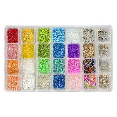 Linipharm All-in-one Seed Beads Craft Material DIY Kit, Rainbow (beads), White (4 Types of Accessories), 1 Piece Korean Popular Toys