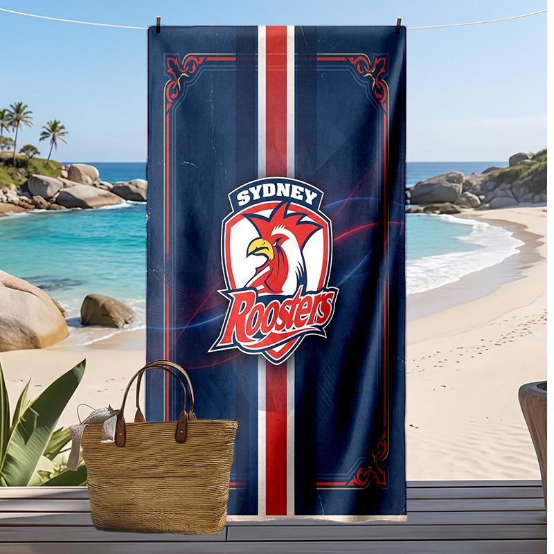 Serviette de plage Sydney Roosters Imprimée Douce Portable Rapide ?Serviette sèche pour piscine, vacances d'été, sport en plein air