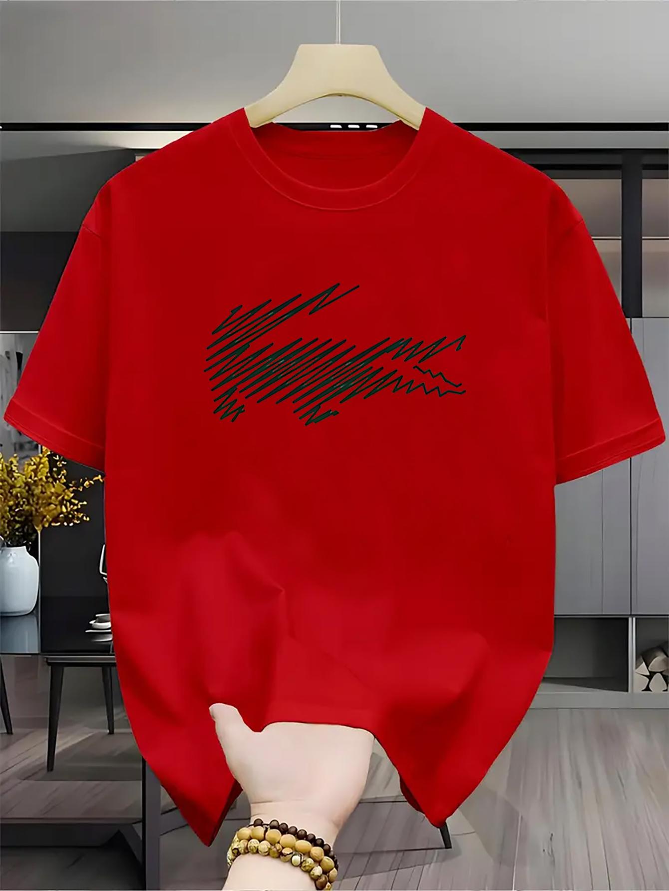 Summer Unisexs Casual Loose Pattern Printed Sports Comfortable Round Neck Short Sleeved Tshirt Top L