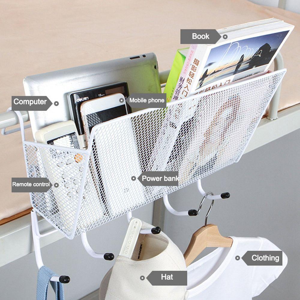 Large Capacity Storage Basket with Hook Bedside Rack Durable Bedside Hanging Basket