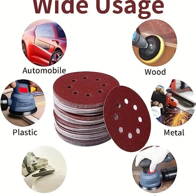 100Pcs Sanding Discs 8 Hole Hook And Loop Adhesive Sandpaper 125Mm 80~3000 Grits For Random Orbital Sander Abrasive Sheets Tools