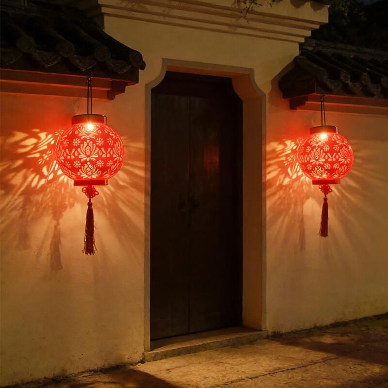 Solar Peony Lantern Outdoor Hanging Lamp Set