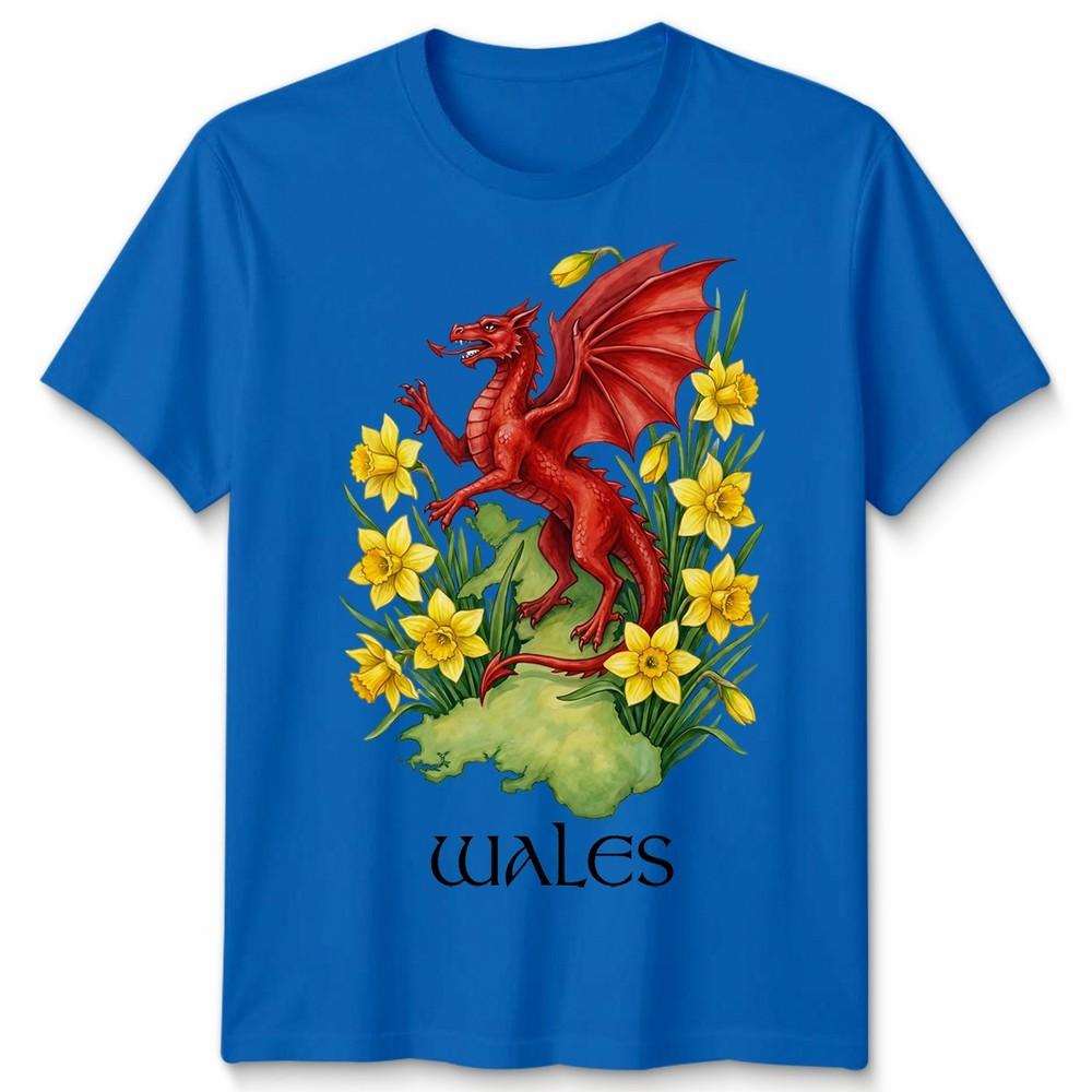 St Davids Day Welsh Flag Dragon Daffodil Wales Festival T Shirt Unisexs Kids Unisex