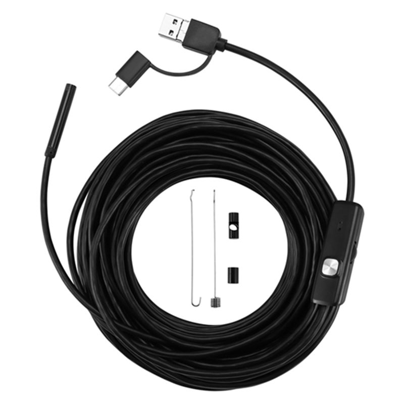

3 In 1 Piping Endoscopy USB Flexible Snake Camera 5.5Mmx10m Sewer Industrial Endoscope Car Borescope For Android чорний