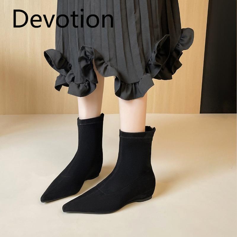 Flat Sock Boots, Skinny Flat Boots, Elegant Pointed Ankle Boots, Women's Shoes Devotion
