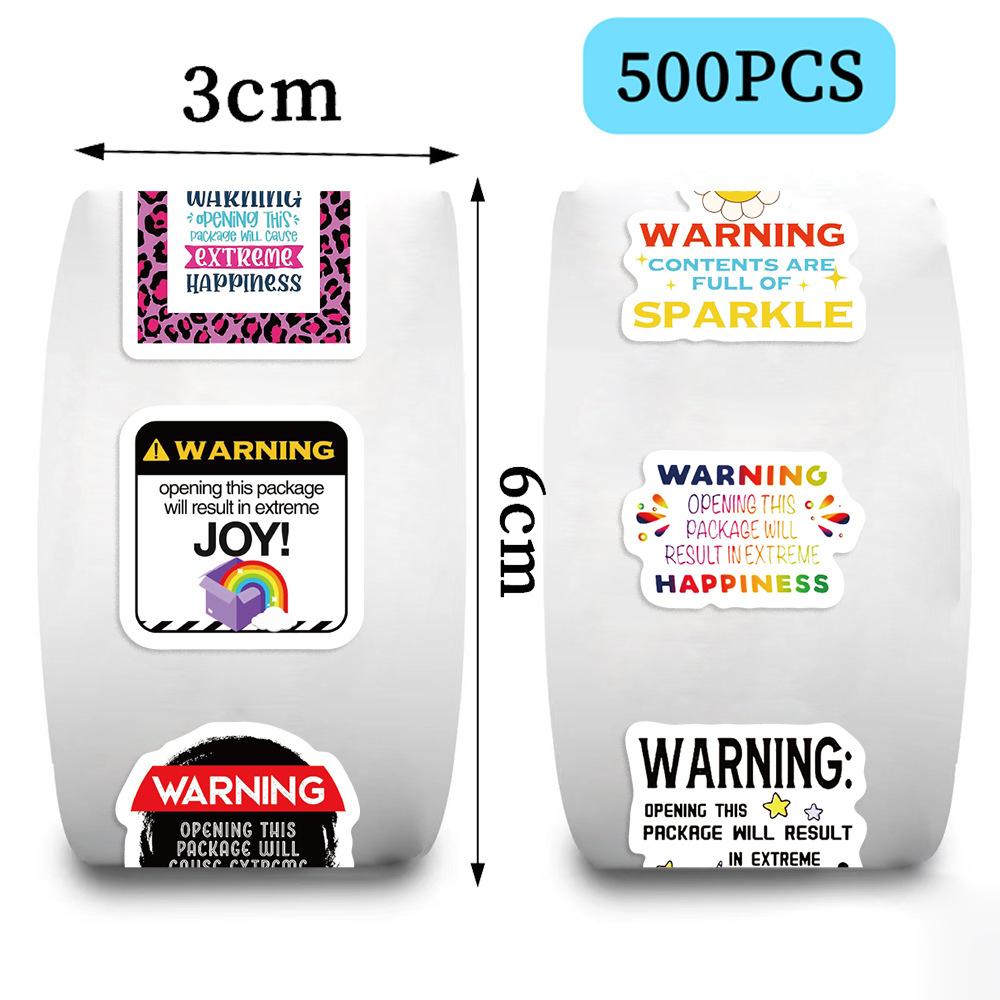 500 Pictures/roll Roll Sticker Hot-selling Tape Cartoon Warning Sticker Hand Account Material Decorative Envelope Seal Sticker