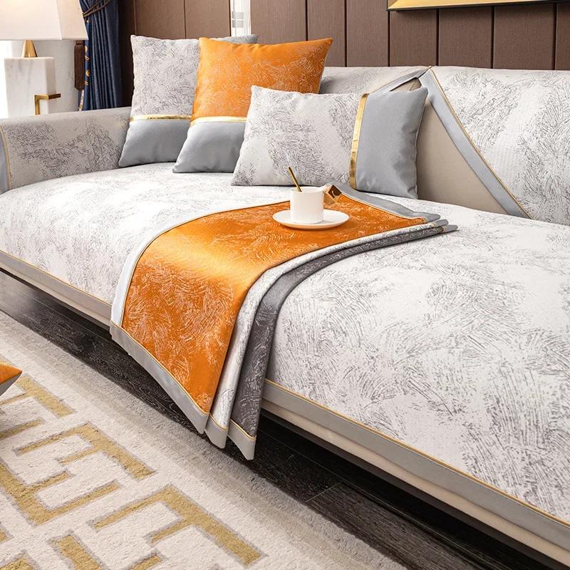 Sofamatte im nordischen Stil, für alle Jahreszeiten, universelles Anti-Rutsch-Sitzkissen, leichter Luxus, hochwertiger, minimalistischer Sofabezug, Stofftuch