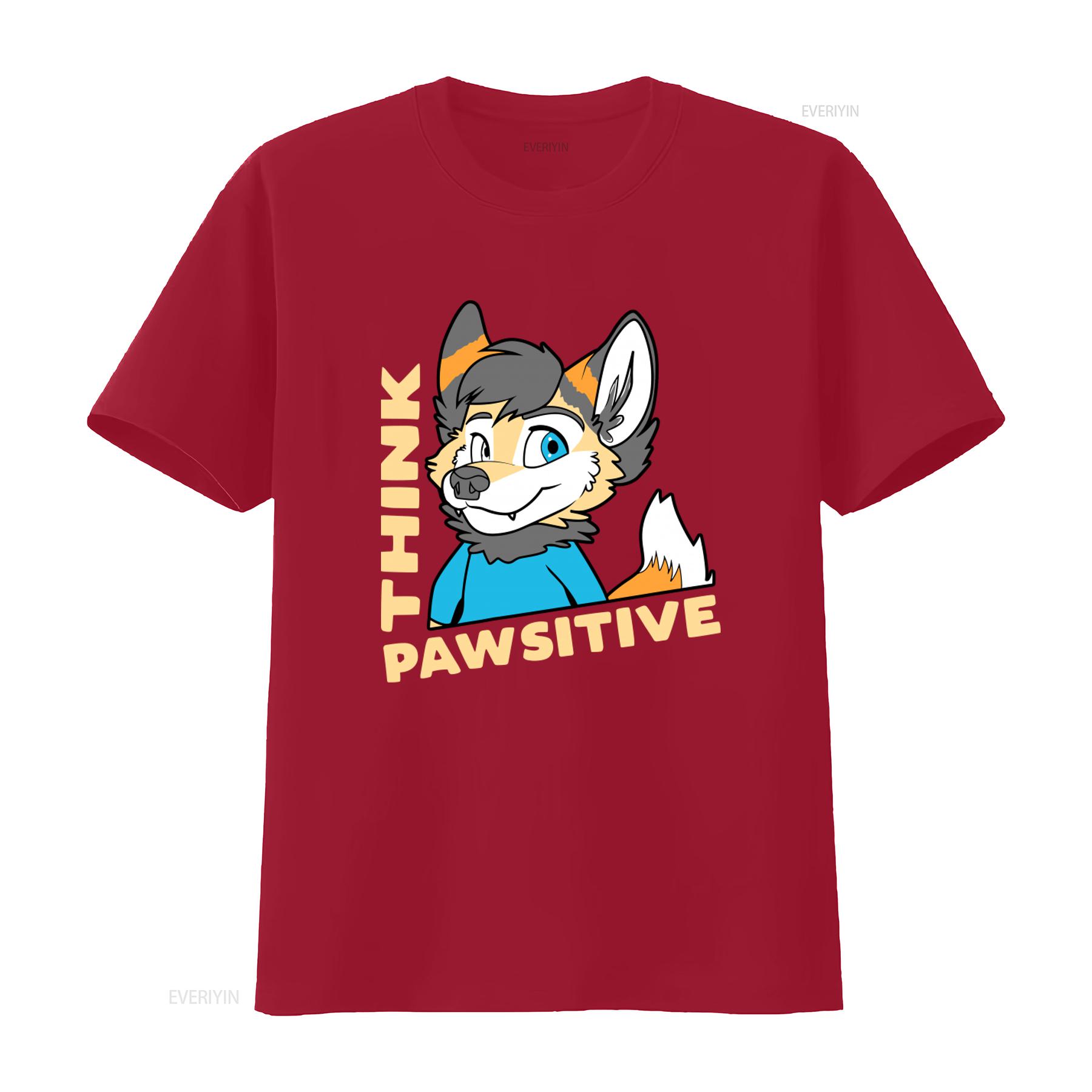 

NEW LIMITED Think Pawsitive Funny Furry Fandom T shirt for vintage Washed Comfortable Breathable Slightly Stylish S