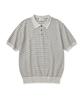 CUZNELLO Cool Cotton Striped Polo Short Sleeve Knit_Oatmeal