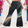 Women Plus Size High Waist Full Length Galaxy Printed Flared Pants