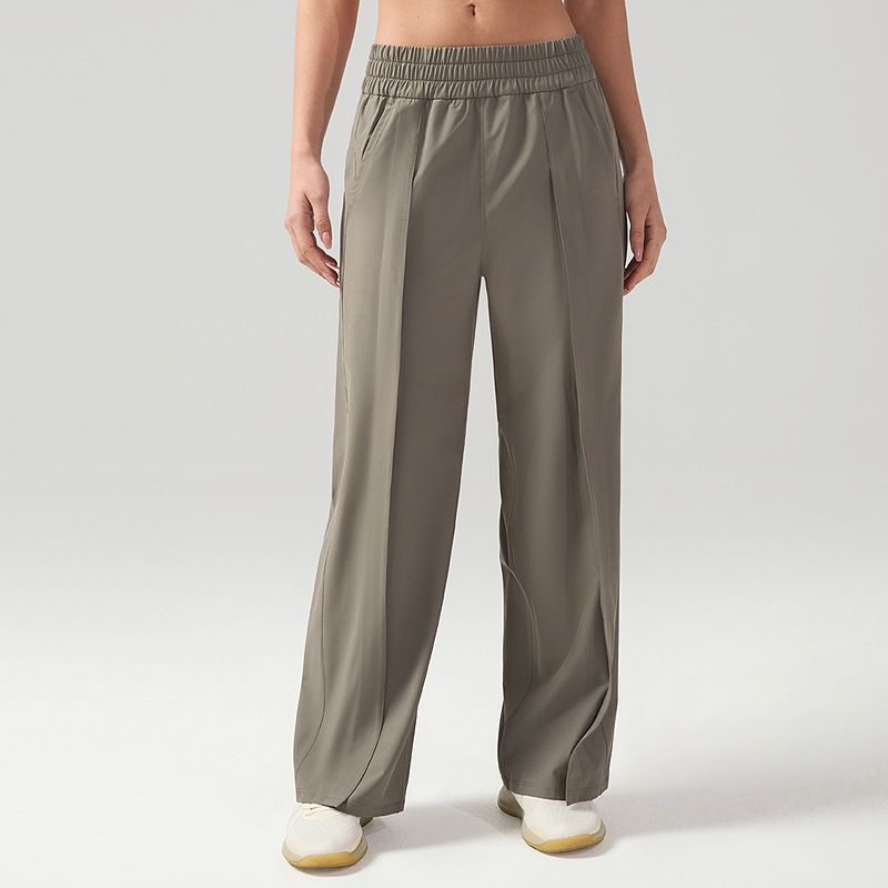 Style Casual Sports Pants Female New Product High-Waist Quick-Drying Breathable Belly Extraction Slim Looking Fitness Pants Wide-Leg Straight Pants