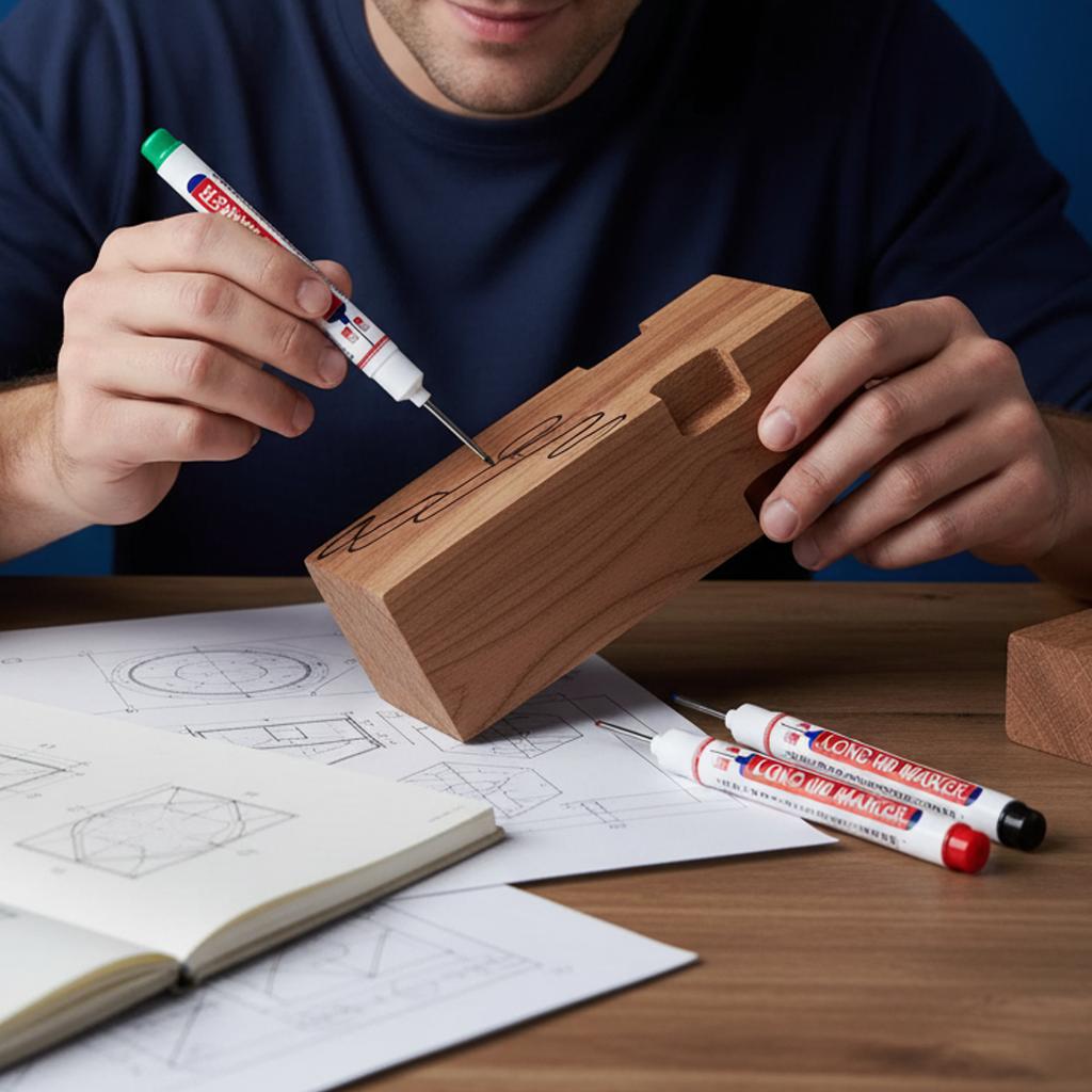 Markerstift mit langer Spitze 4 Farben Tiefloch Holzbearbeitungsmarker für Schreiner Bau-Markierungswerkzeug