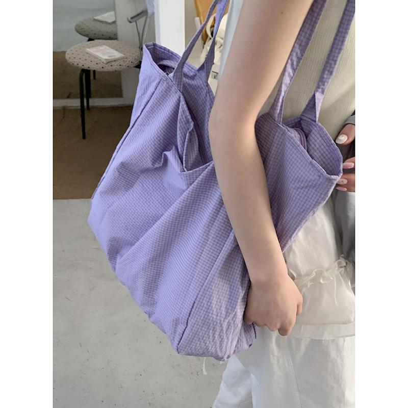 

Lazy wind large-capacity bag women s underarm bag 2025 new simple casual canvas bag versatile shoulder tote bag фіолетовий
