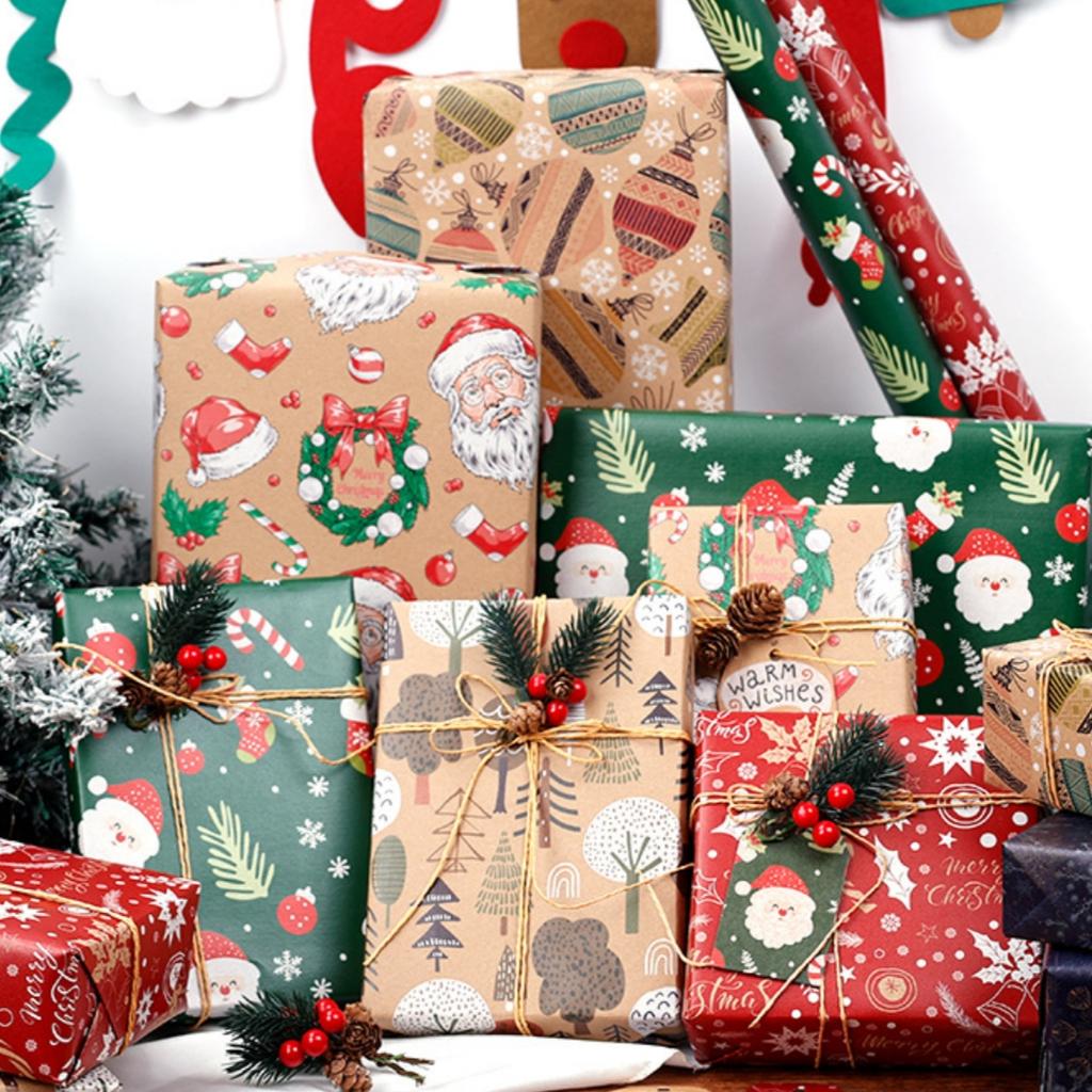 50x70cm Xmas Gift Paper Recyclable Kraft Wrapping Paper Christmas Wrapping Paper Sturdy For Wedding Winter Holiday Christmas