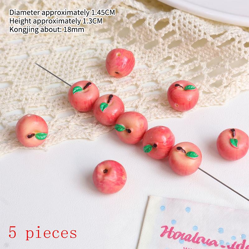 New 5/10Pcs Art Supplies Cute Simulation 3D Fruit Resin Loose Beads Handmade DIY Mobile Phone Chain Bracelet Necklace Accessor