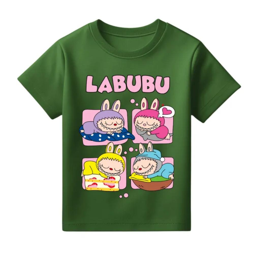 Summer Popular Children's T-shirt Clothing Labubu Printed Girls Round Neck Short Sleeved Casual Variety of Colors To Choose From
