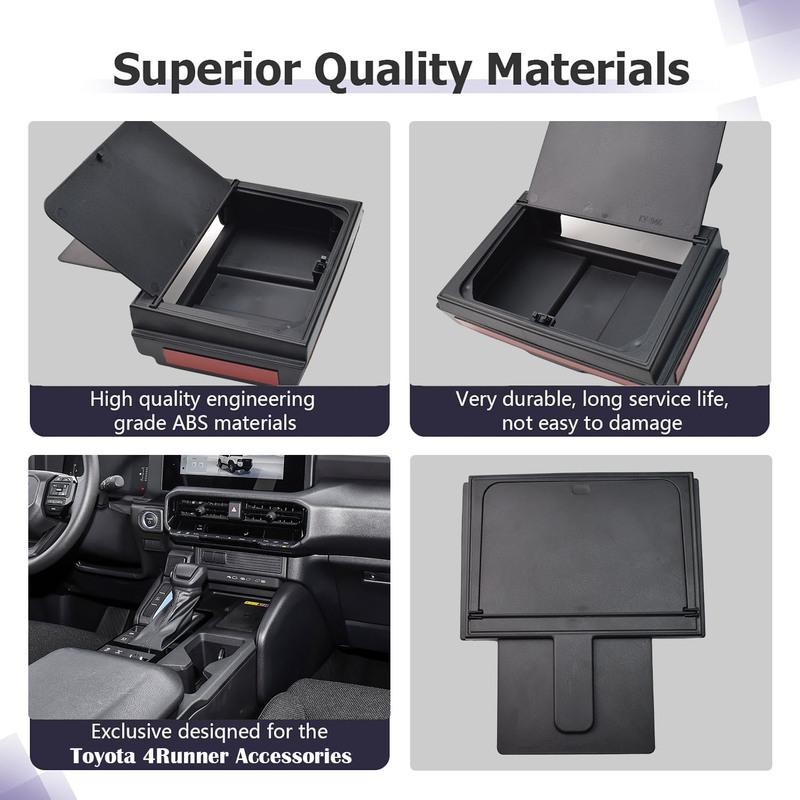 Center Console Hidden Box Tray for Toyota 4Runner Accessories 2010- 2024 Interior Armrest Hidden Privacy Storage Organizer