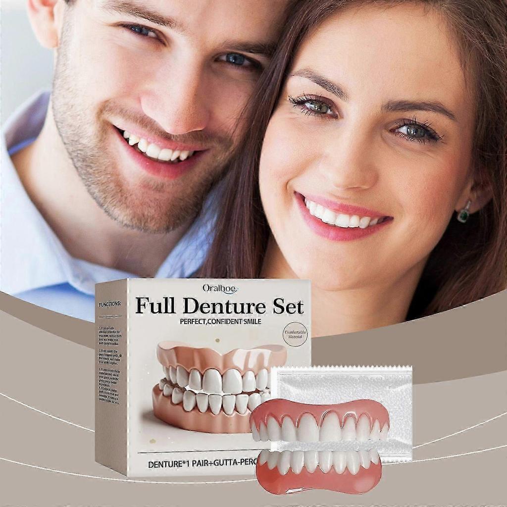 1Box Advanced Customized Full Denture Set, Silicone Reline for Comfort & Natural Smile