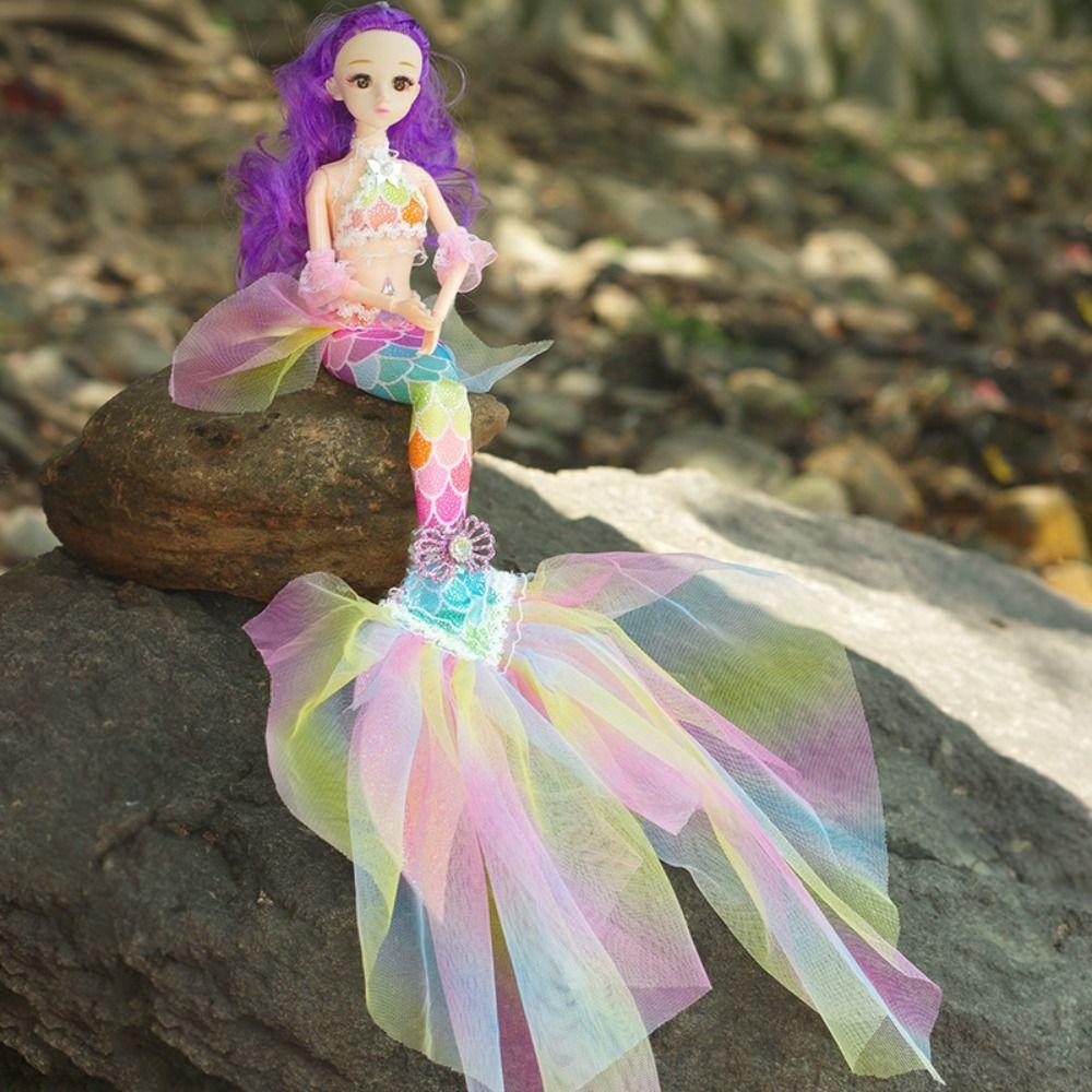 

11 Movable Joints Mermaid Doll Clothes Replaceable Bjd Doll Set (with Lights and Music) Colorful-No Music