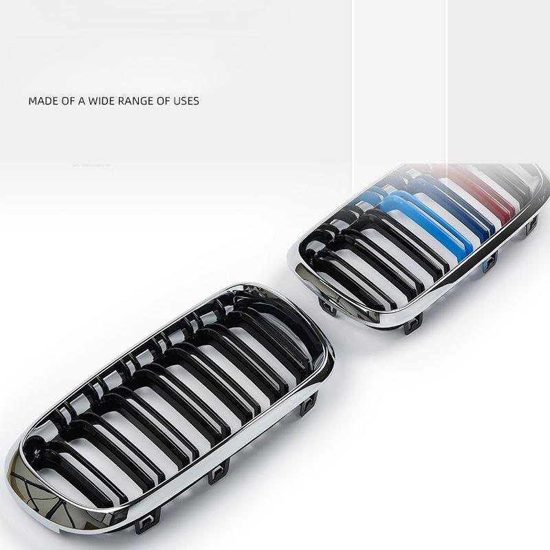 1 Pair Car Glossy/Matte Black Front Bumper Double 2 Slat Kidney Grilles For BMW F15 F16 X5 X6 F85 F86 X5M X6M 2014-2017 Grilles