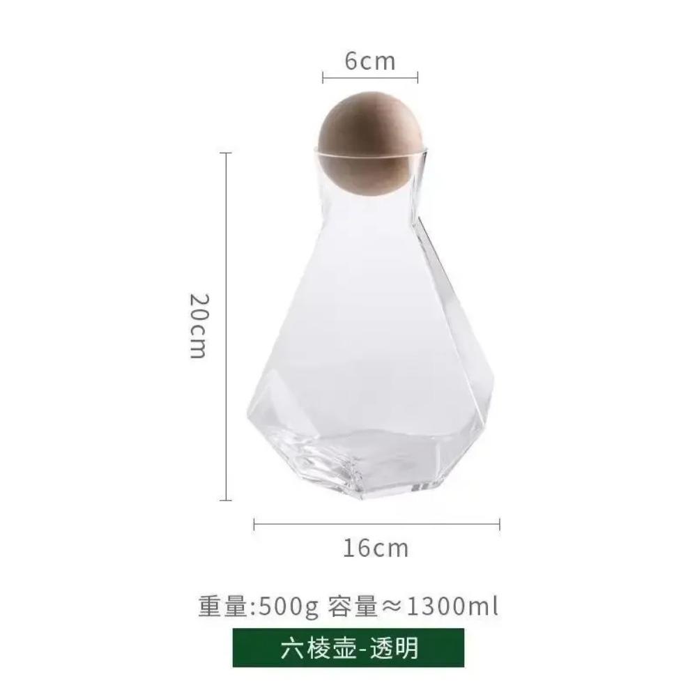 1300ml Large Capacity Hexagonal Cold Water Kettle Handmade Glass Juice Pot Household Heat-resistant Beverage Flower Tea Cup