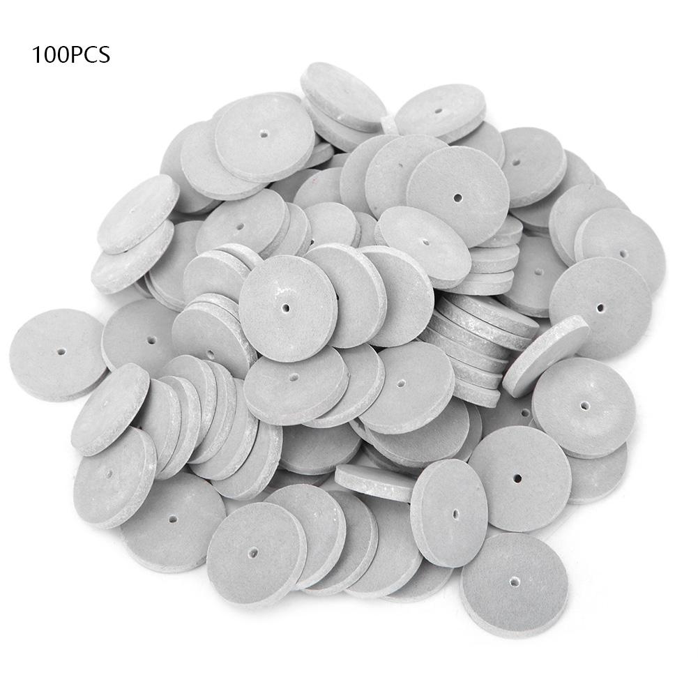 100pcs Dental Laboratory Burs Abrasive Grinding Polishing Rubber Wheel Tool (Grey Fine)
