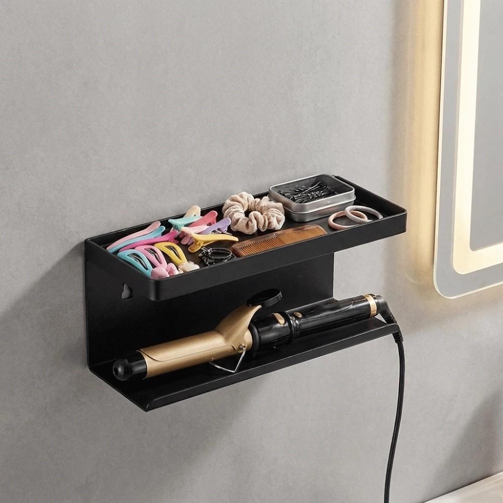 No Drill Curling Iron Storage Rack Carbon Steel Hair Tool Holder Hair Curler Storage Shelf Salon