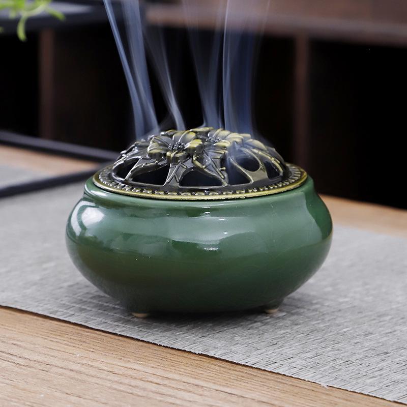 

Керамическая курильница для благовоний Ge Kiln - Буддийский сандал, дизайн «ледяная трещина»