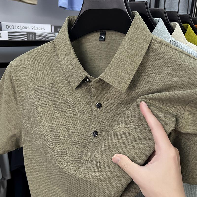Men'S Lapel Short Sleeve T-Shirt Polo Casual Landscape Print Thin Breathable Men'S T-Shirt
