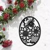 Black Metal Sunflower Wall Art Bee Decor Hollow Elliptic Hanging Sign Modern Farmhouse Home Living Room Bedroom Kitchen 8.6x11.8in
