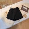 Women Woolen Shorts 2024 Autumn Winter High Waist A‑Line Wide‑Leg Boot Pants Petite Casual Outerwear Shorts