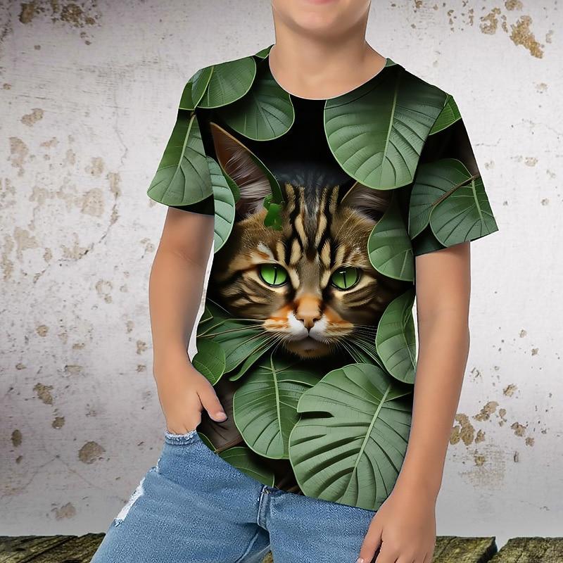 3D Print Summer Spring Sports Fashion Streetwear Kids  Crew Neck Casual Daily Outdoor Regular Top