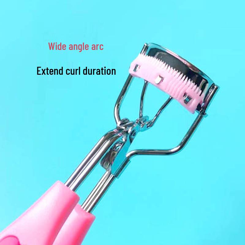 Chrome Peach Heart Handle Wide-Angle Mini Eyelash Curler - Portable Beauty Tool