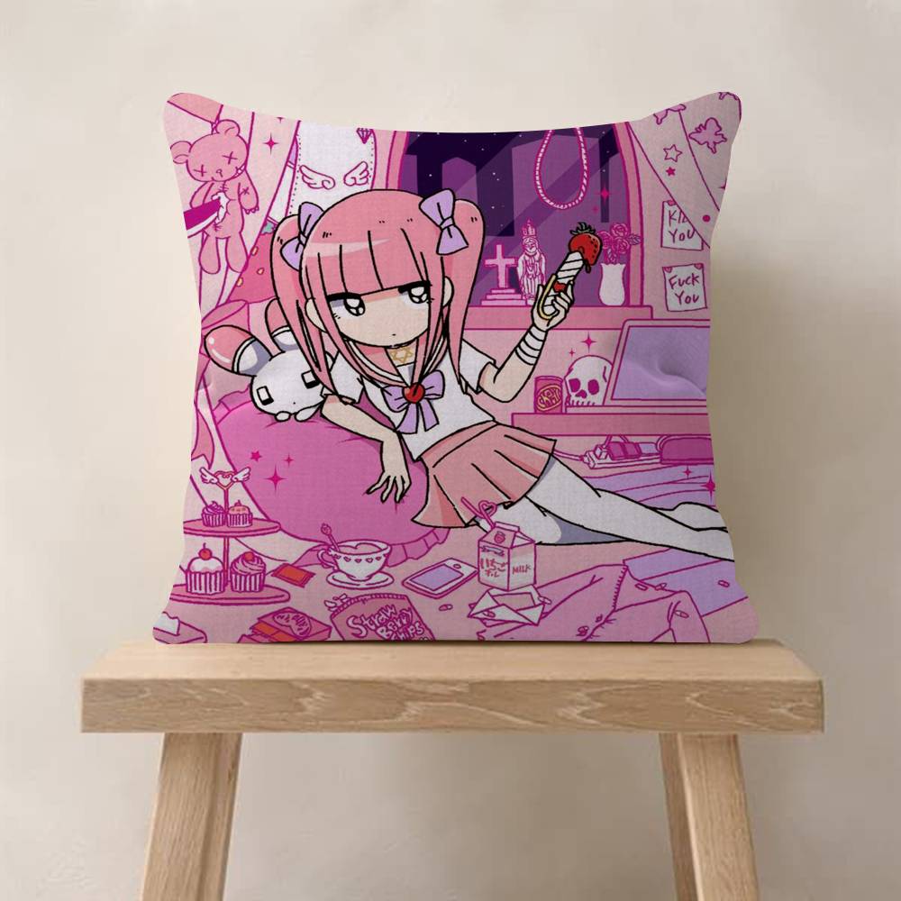 Anime Menhera cute Chan  Cushion Cover Pillow Cover Decor Pillowcase Printed Cushion Case for Couch