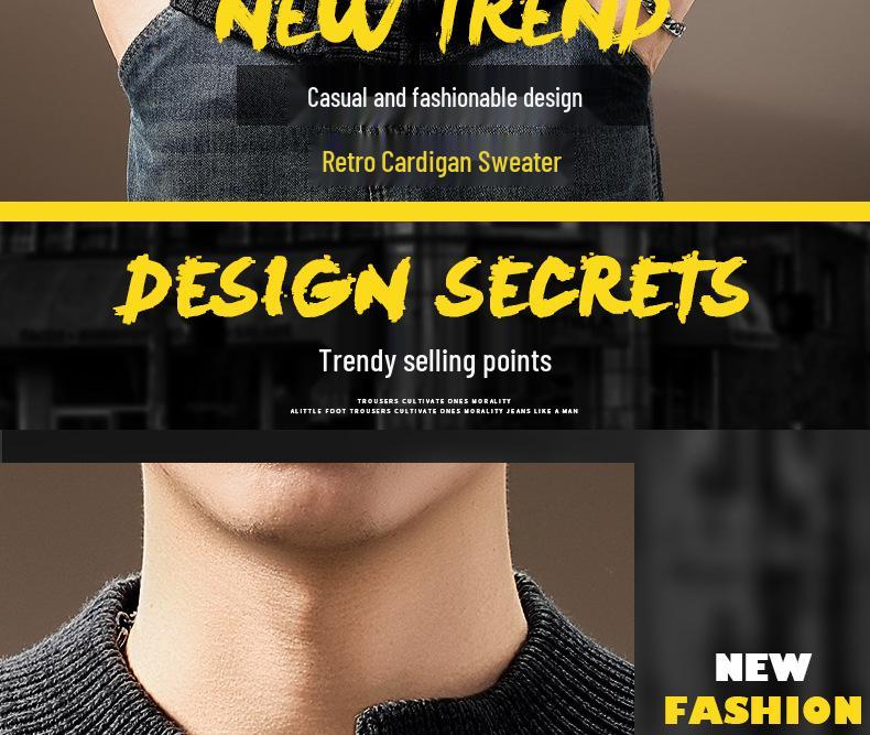 Men's High-End French Retro Cardigan Sweater: Winter Thick Knit Stand Collar Jacket