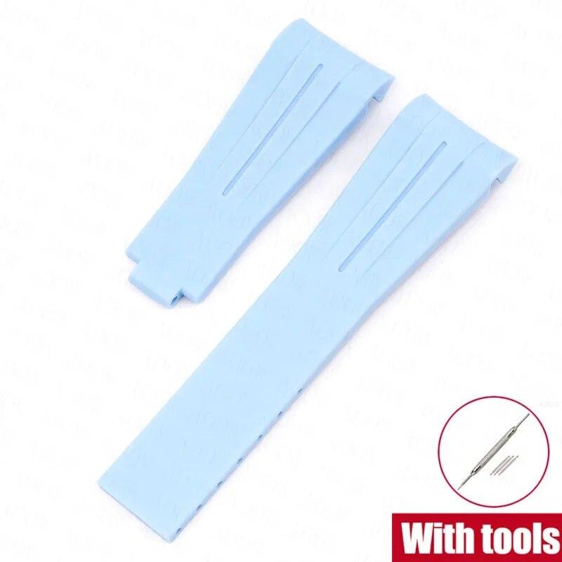 Rubber Watch Band Fit for Omega X Swatch Moonswatch 20mm Stainless Steel Folding Buckle Men Women Curved Replace Strap for Rolex