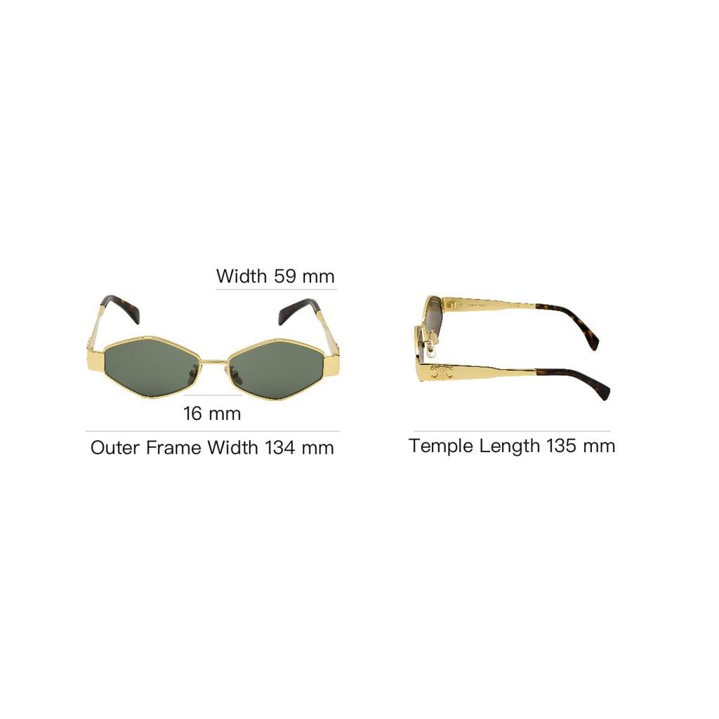 Celine Metalowe okulary przeciwsłoneczne o geometrycznym, nieregularnym kształcie dla kobiet Złote CL40254U-30N