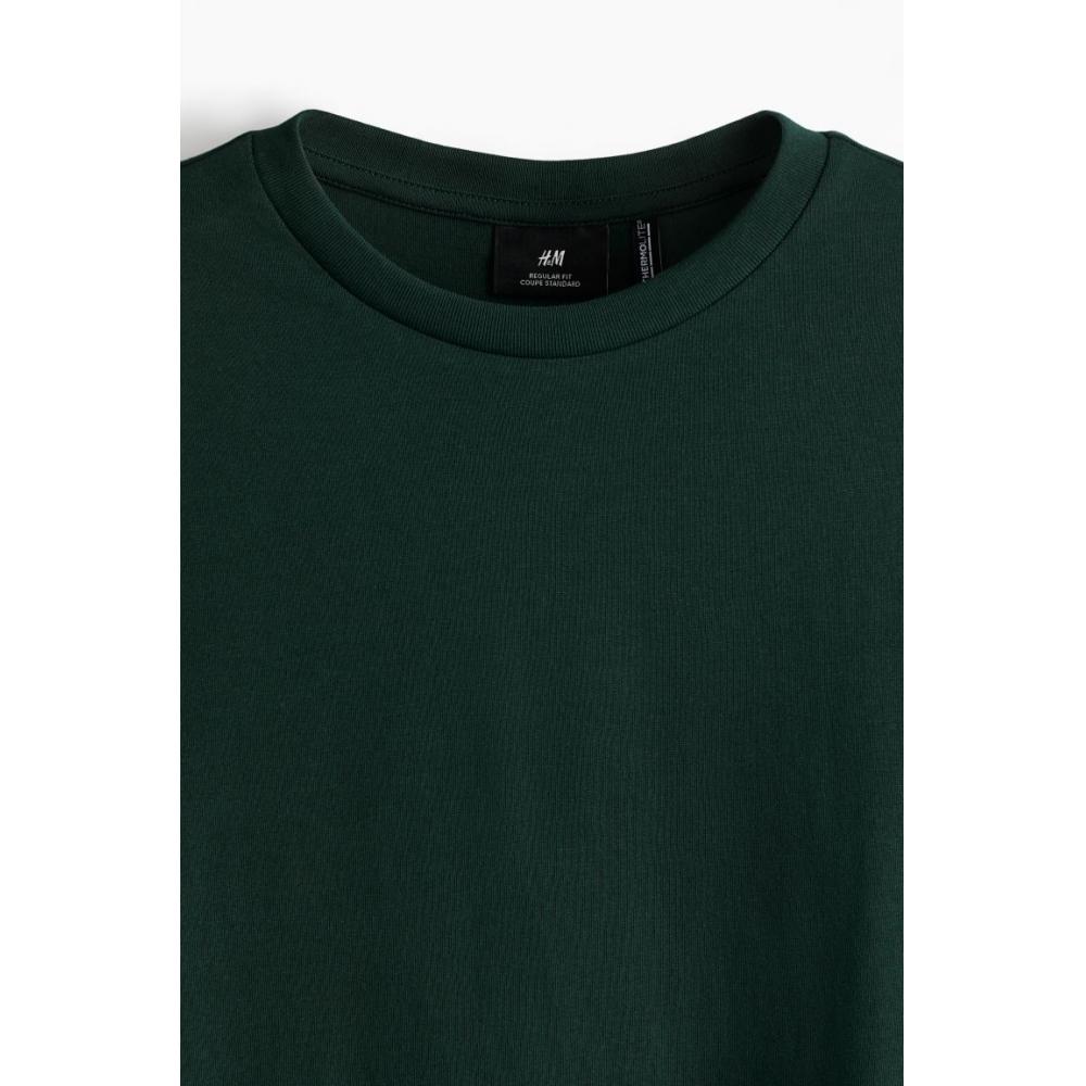 H M tHerMolite Jersey Regular Fit Top Forest Green