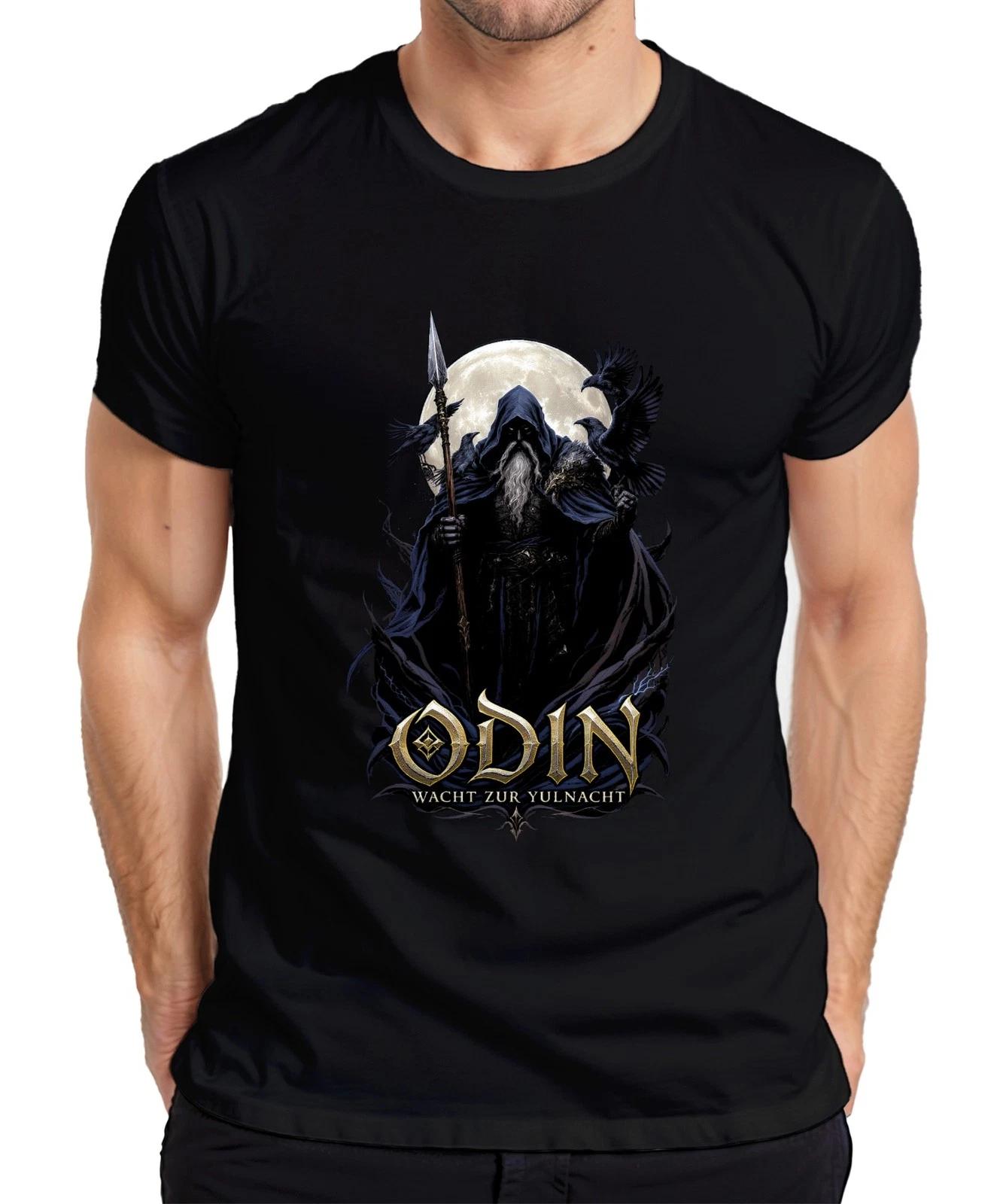 ODIN WACHT ZUR YULNACHT Wikinger Weihnachten Raben Vollmond Nordisch Herren T-Sh XXXL