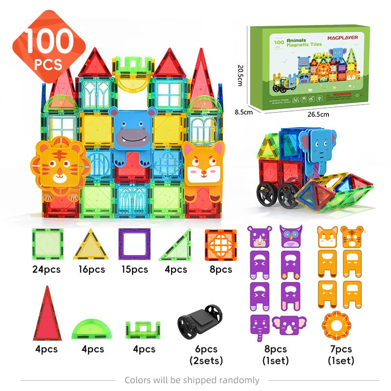 Magnetic Toys for Kids Learning Magnetic Tile Animal Blocks Magnets Game Set Children Educational Magnetic Building Blocks Tiles