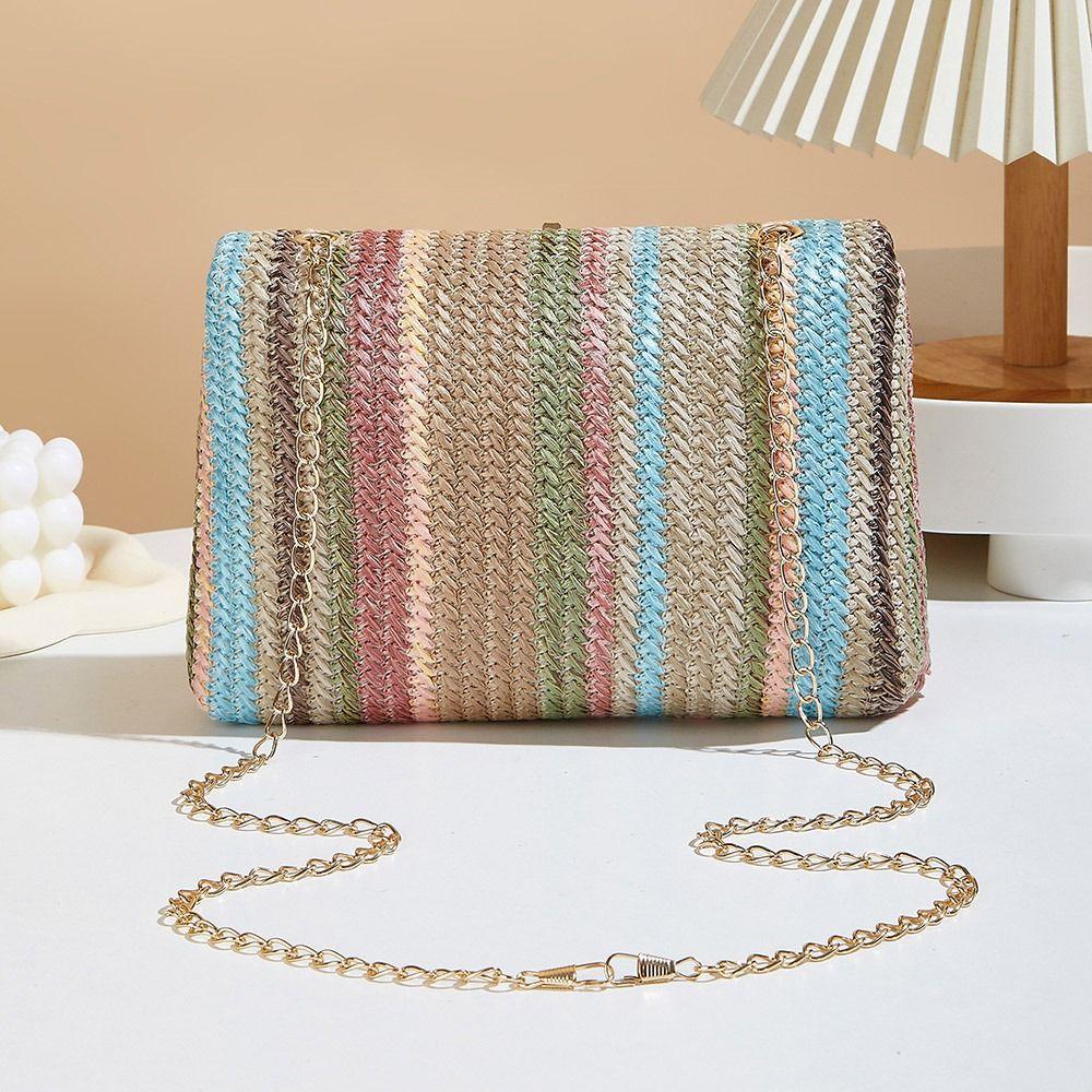 Portable Straw Shoulder Bag Ethnic Style Clutch Bag Fashion Mobile Phone Pouch  Outdoor
