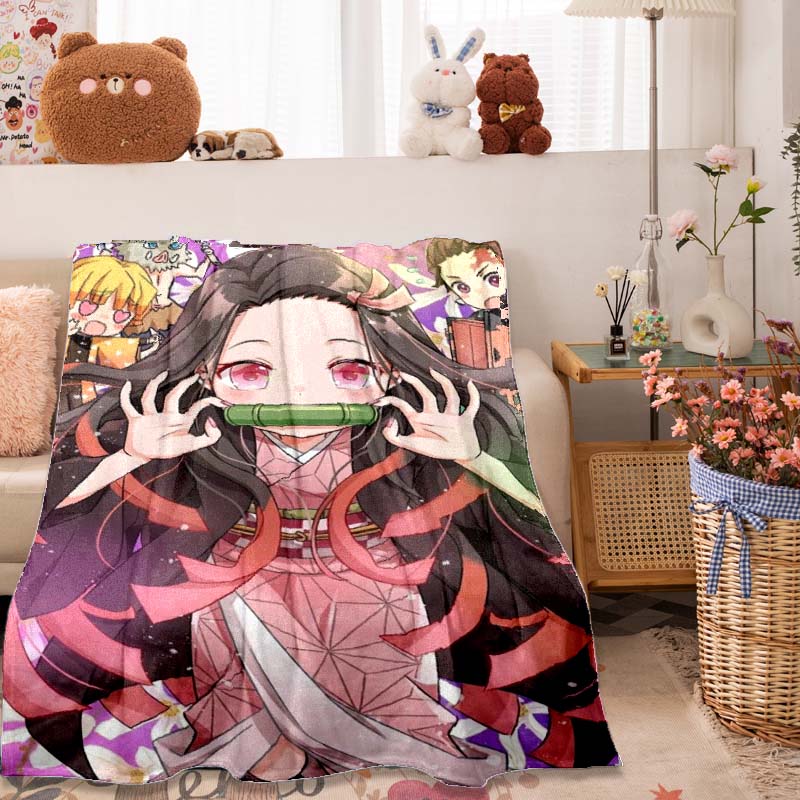 

The Anime-themed Kimetsu No Yaiba Blanket Is Perfect for Naps, Sofas, Living Rooms, Offices, Bedrooms, and Other Similar Spaces. 75x90cm