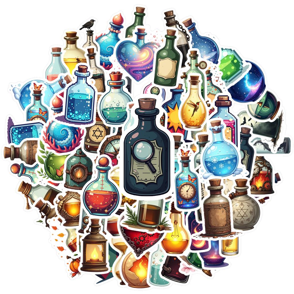 35-150pcs Magic Potion Bottle Stickers Funny Bottles Decals Diy Laptops Phones Decorative Stickers Teacher Reward School Supplie